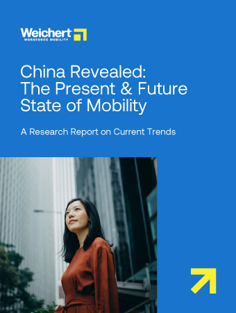 China Revealed: The Present & Future State of Mobility Research Report Cover with a young Asian woman wearing an orange blouse looking up in the city